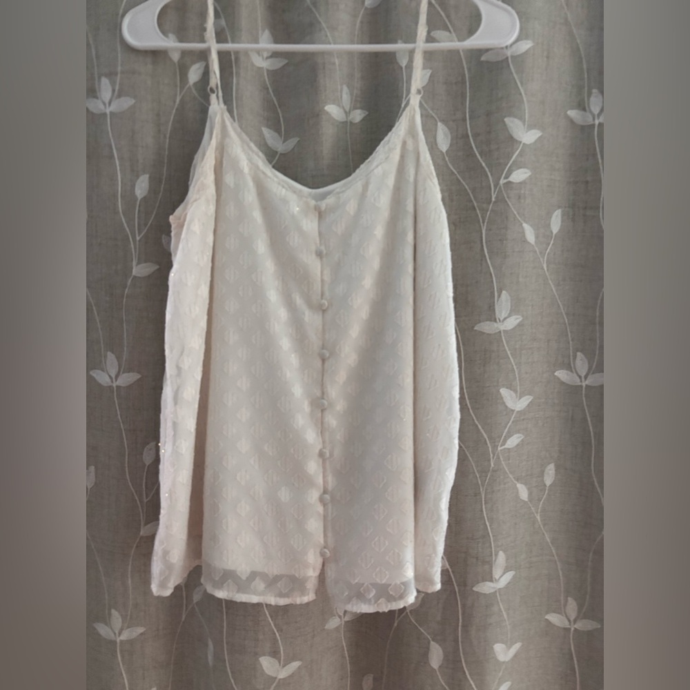 Maurices Cream Textured Button-Front Tank Top
